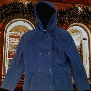 JASON KOLE BRAND NAVY LONG PEA COAT SZ S